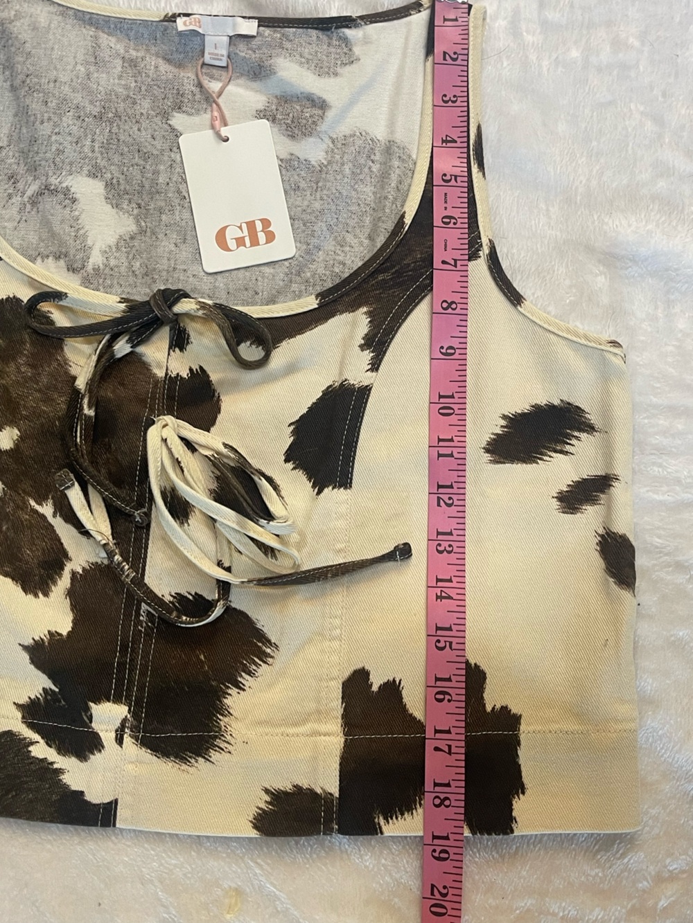 🤎🤍 GB Gianni Bini Cow Print Front Tie Crop Top • Size Medium • NWT NOT FOR SALE - Picture 12 of 14
